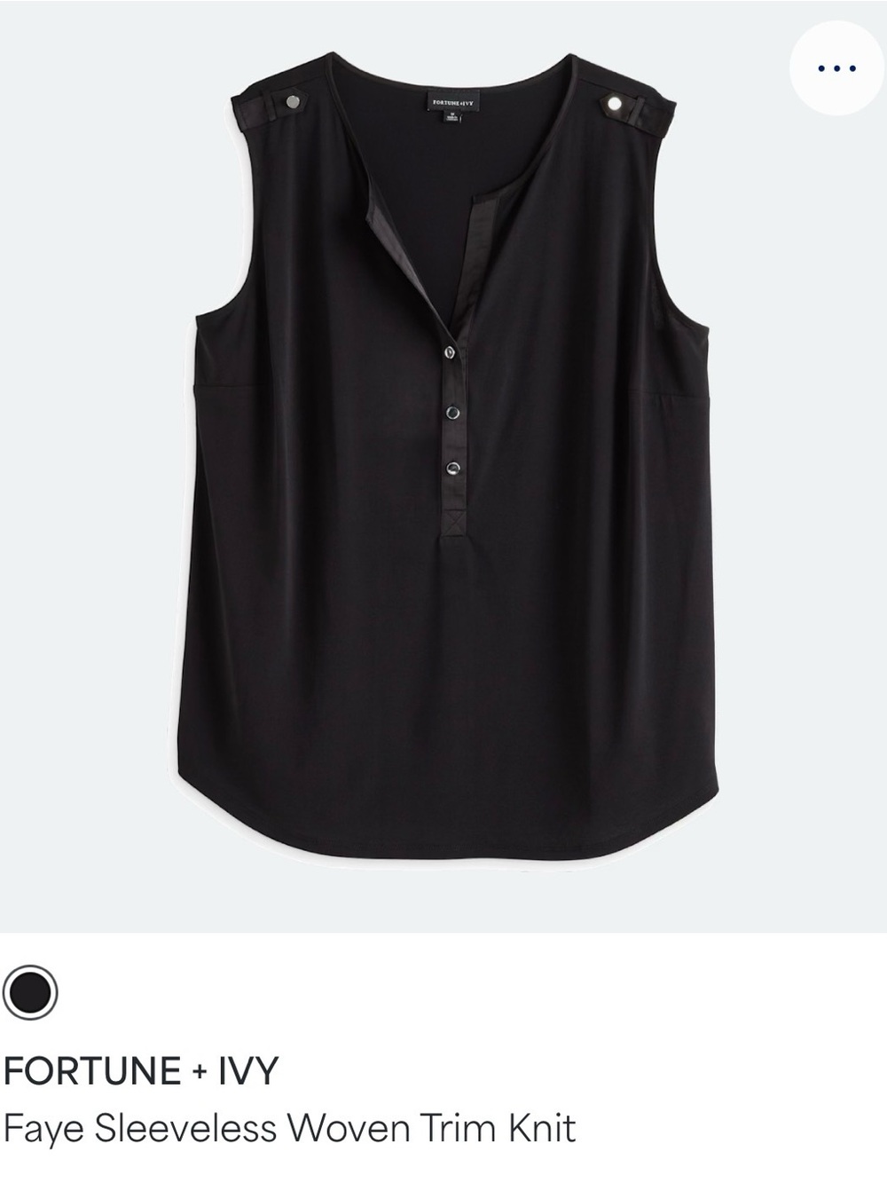Fortune + Ivy Faye Sleeveless Knit Tank Top - Black